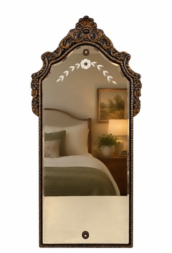 Vintage ornate wooden mirror - vintage,