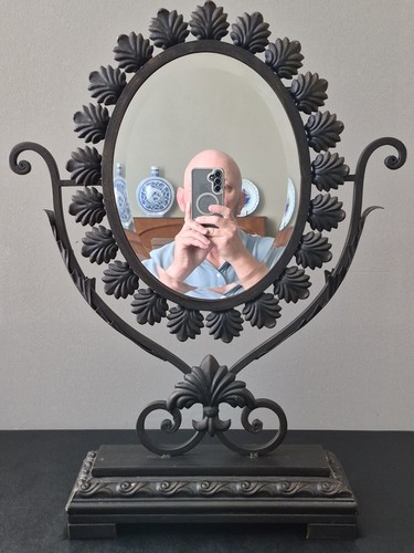 Dark bronze oval vanity mirror - vanity,